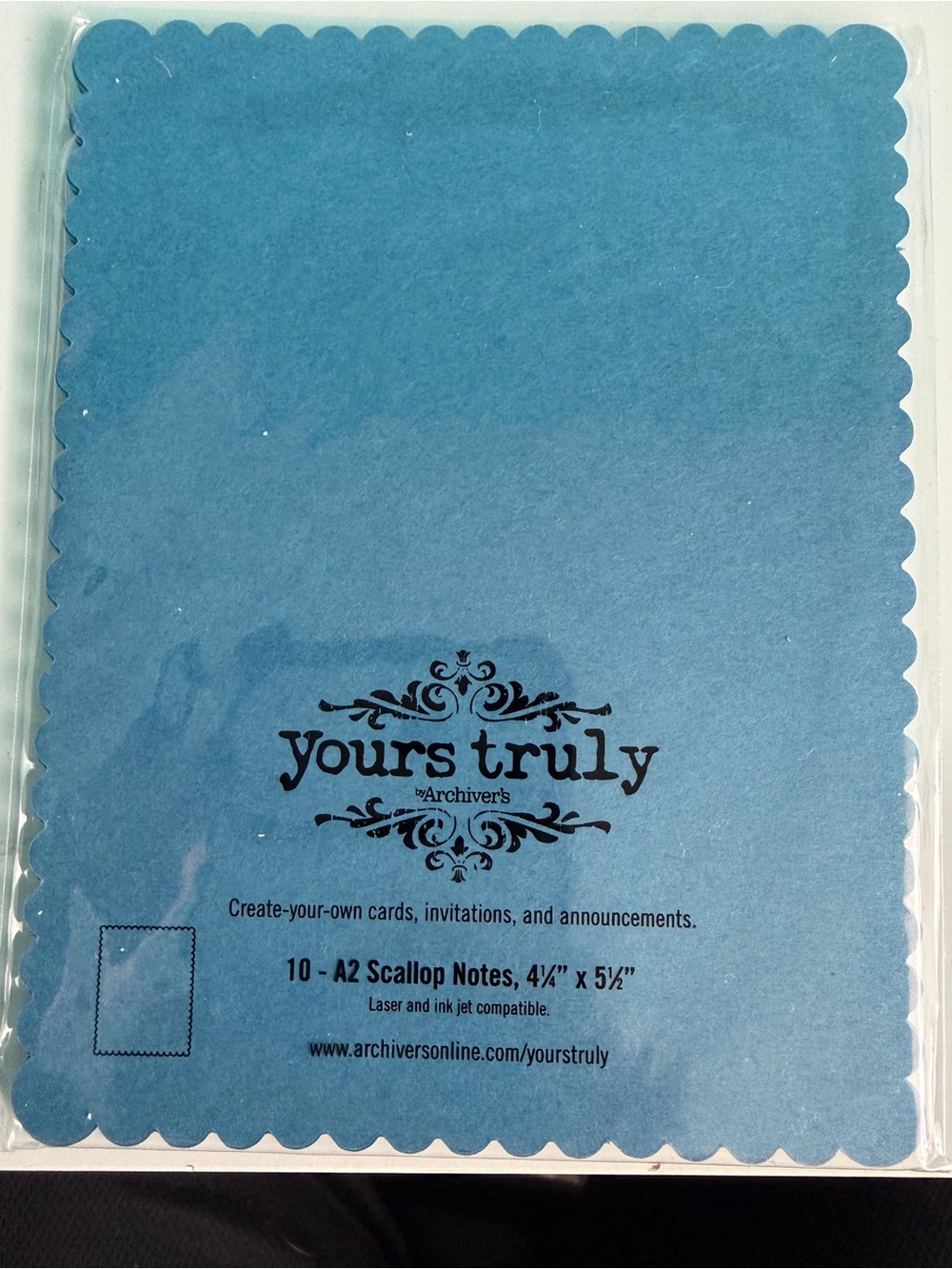 Archiver's yours truly A2 Scallop Note Blank Cards Lake 4.25 x 5.5" 10 Pack